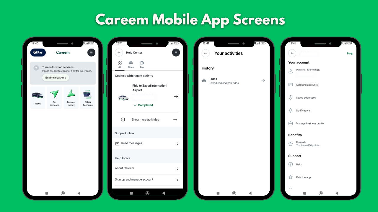 Careem App Screens